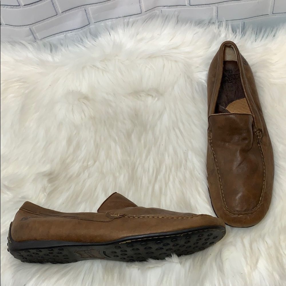 Born Mens Brown Kid Leather Slip On Loafer Size 12
